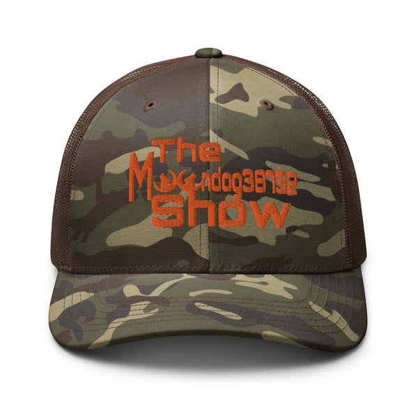 Camouflage trucker hat (Orange Logo)