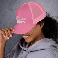 White Logo Pink Trucker Cap