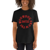 Black Short-Sleeve Unisex T-Shirt (Red Design)