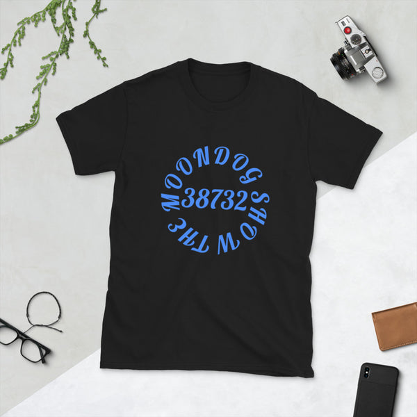 Black Short-Sleeve Unisex T-Shirt (Blue Design)
