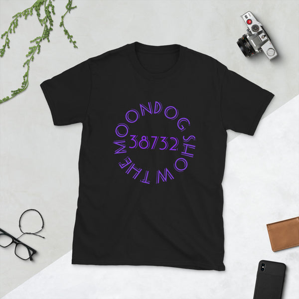 Black Short-Sleeve Unisex T-Shirt (Purple Shadow Design)