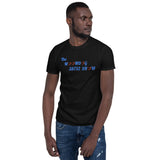 Black Short-Sleeve Unisex T-Shirt (Light blue and red hearts)