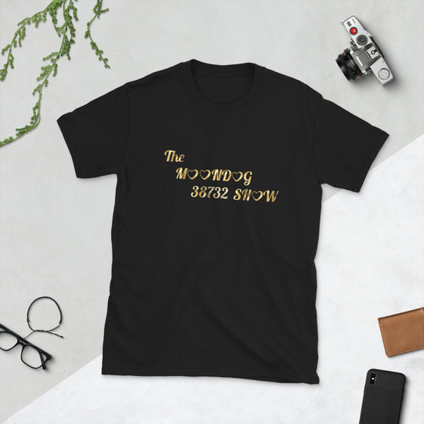 Black Short-Sleeve Unisex T-Shirt (Gold hearts)