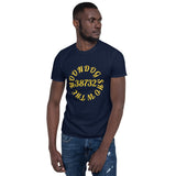 Navy Short-Sleeve Unisex T-Shirt (Yellow Design)