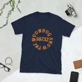 Navy Short-Sleeve Unisex T-Shirt (Orange)