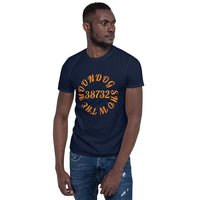 Navy Short-Sleeve Unisex T-Shirt (Orange)