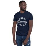 Navy Short-Sleeve Unisex T-Shirt (White Design)