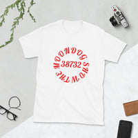 White Short-Sleeve Unisex T-Shirt (Red Design)