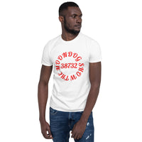 White Short-Sleeve Unisex T-Shirt (Red Design)