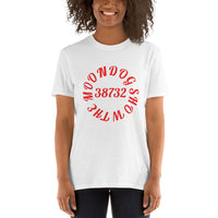 White Short-Sleeve Unisex T-Shirt (Red Design)