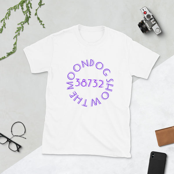 White Short-Sleeve Unisex T-Shirt (Purple Shadow Design)