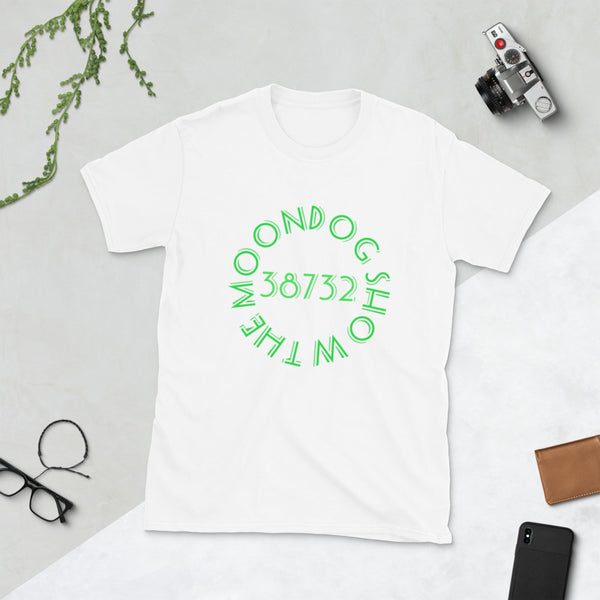 White Short-Sleeve Unisex T-Shirt (Green Shadow Design)