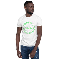 White Short-Sleeve Unisex T-Shirt (Green Shadow Design)