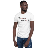 White Short-Sleeve Unisex T-Shirt (Black red hearts)