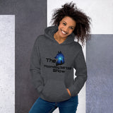 Dark Heather Unisex Hoodie (Black and Blue Wold Design)