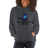 Dark Heather Unisex Hoodie (Black and Blue Wold Design)