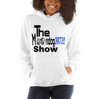 White Unisex Hoodie (Black and Blue Design)