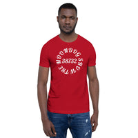 Red Short-Sleeve Unisex T-Shirt (White Design)