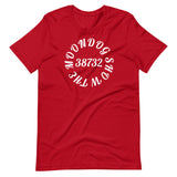 Red Short-Sleeve Unisex T-Shirt (White Design)