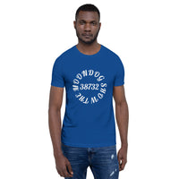 True Blue Short-Sleeve Unisex T-Shirt (White design)