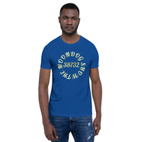 True Blue Short-Sleeve Unisex T-Shirt (Gold Design)