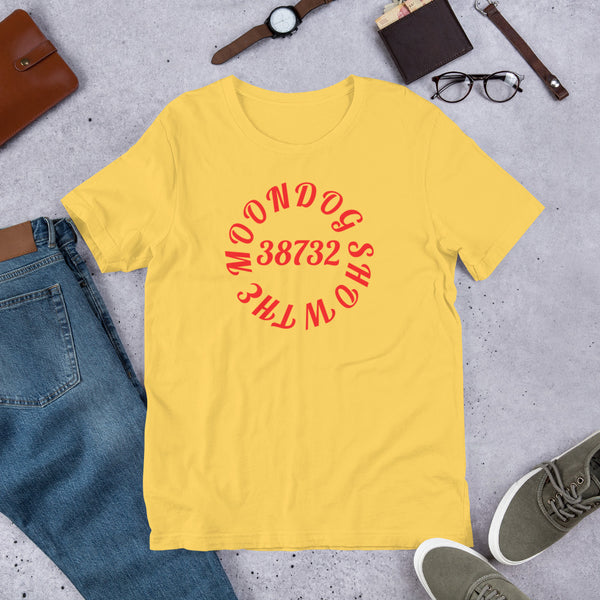 Yellow Short-Sleeve Unisex T-Shirt (Red Design)