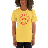 Yellow Short-Sleeve Unisex T-Shirt (Red Design)